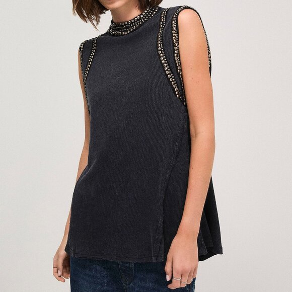 Free People Studded Open Back Loose Fitting Cami 100% Cotton - Picture 2 of 3